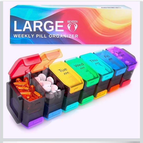 Bexeen XL Double-Sided Weekly Pill Organizer - Picture 1 of 12